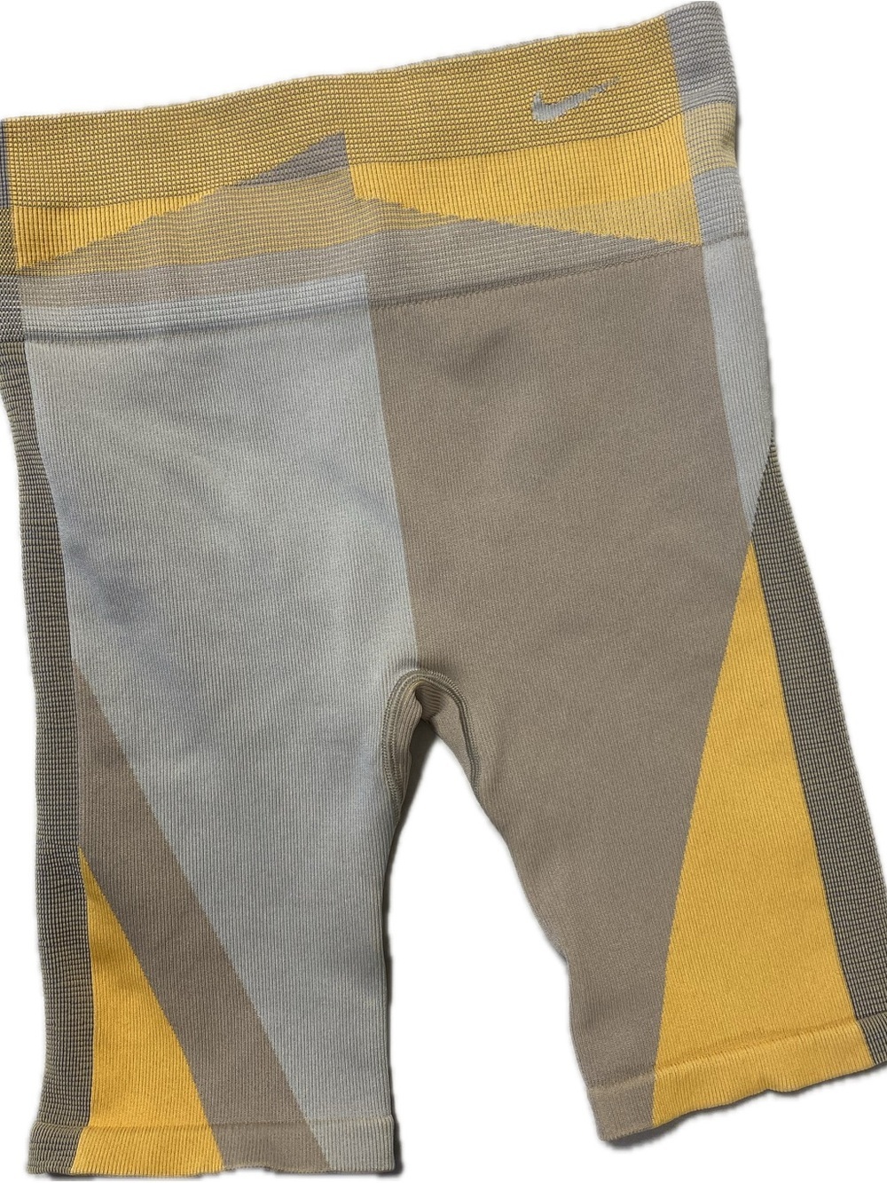 Nike Yellow & Gray Geometric Bike Shorts